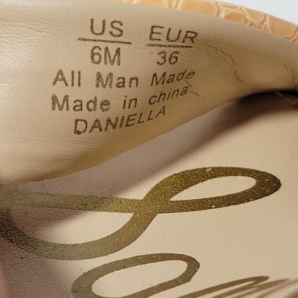 Sam Edelman Sandals Womens Sz 6 Daniella Open Toe Ankle Strap Heel Peach Croco - Picture 12 of 13